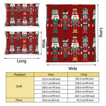 Multi-Size Printed Duvet Cover 3-Piece Set (Double-Sided Printing)｜ Polyester - Nutcrackers