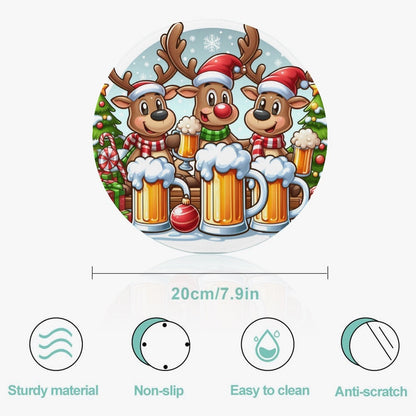 Funny Reindeers Christmas Tempered Glass Cutting Board - Default - ChristmasLoving.Shop