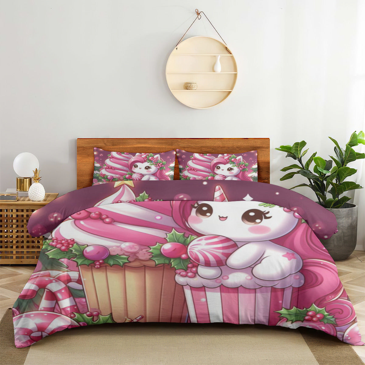 Quilt Cover Four-Piece Set (Double-Sided Printing) | Polyester - pink ch1