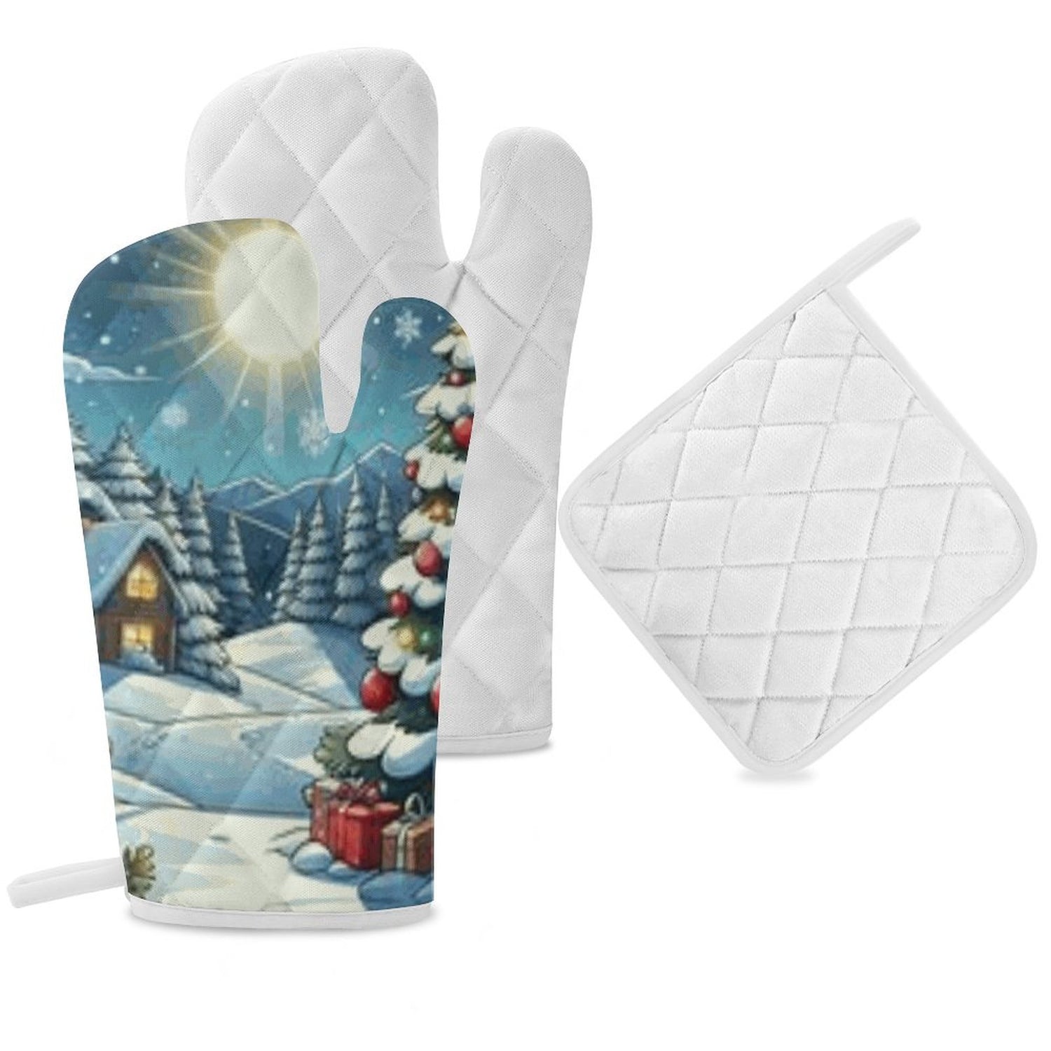 Oven Mitts &amp; Pot Holder Set of 3 (Multi-image Splicing)