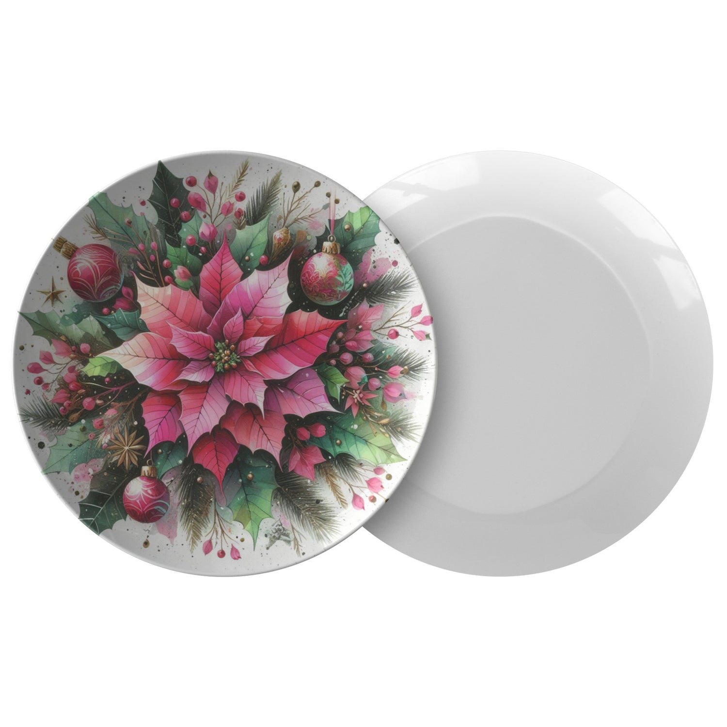 Chriatmas Plate Poinsettia