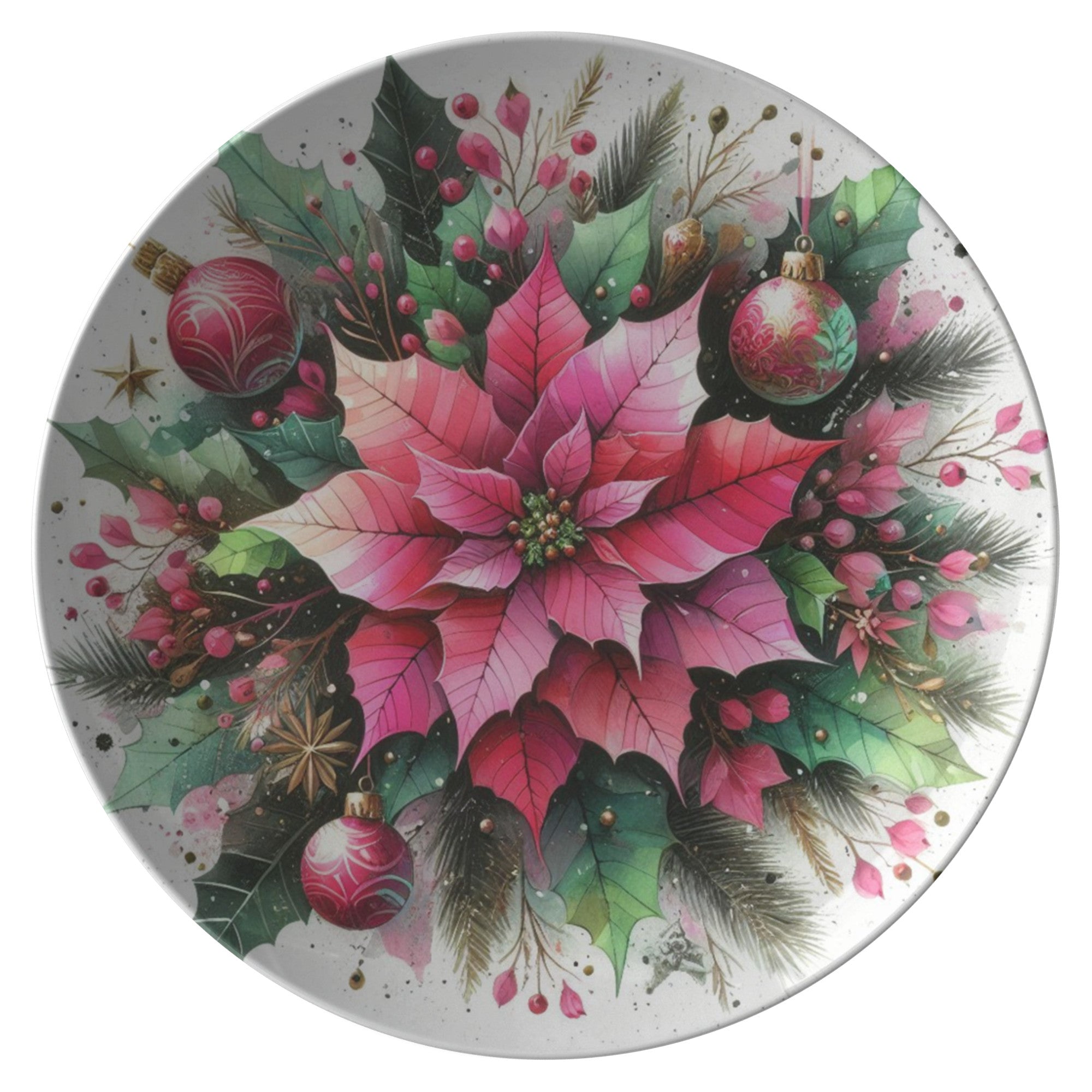 Chriatmas Plate Poinsettia