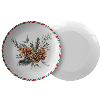 Christmas Decoration Plate, Holiday Table Decor, Red Green Serving DisPRODUCT INFORMATION10&quot; dinner plate manufactured from revolutionary polymer that is:

Microwave Safe
Oven Safe (250° up to 1 hour)
Dishwasher Safe
CPSC-Certified
FDAChristmasLoving.Shop