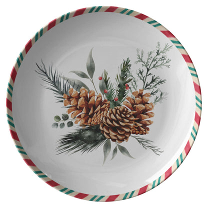 Christmas Decoration Plate, Holiday Table Decor, Red Green Serving DisPRODUCT INFORMATION10&quot; dinner plate manufactured from revolutionary polymer that is:

Microwave Safe
Oven Safe (250° up to 1 hour)
Dishwasher Safe
CPSC-Certified
FDAChristmasLoving.Shop