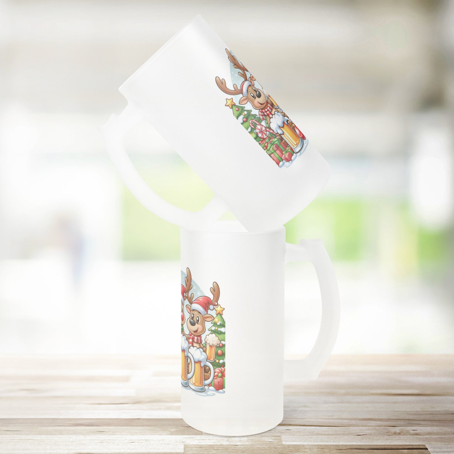 Christmas Funny Beer Stein Reindeers
