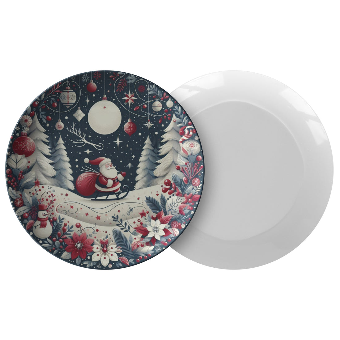 Christmas Plate Santa ClausPRODUCT INFORMATION10&quot; dinner plate manufactured from revolutionary polymer that is:

Microwave Safe
Oven Safe (250° up to 1 hour)
Dishwasher Safe
CPSC-Certified
FDAChristmasLoving.Shop