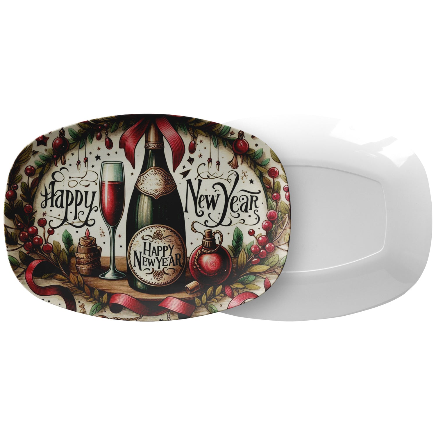 Happy New Year Platter, Party Serving Tray, Celebration Dish, Festive Table Decor, Holiday Serving Plate, New Year decoration