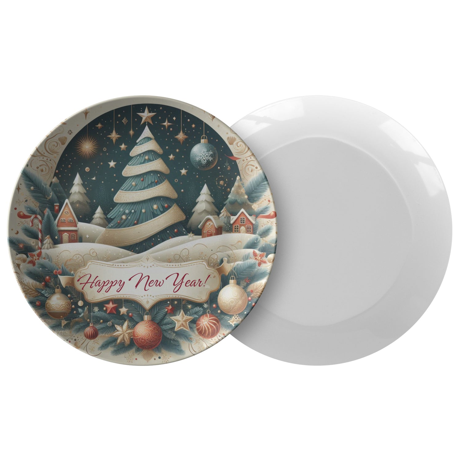 Happy New Year Serving Plate, Party Table Decor, Festive Dinner Dish, Year-End Celebration Display