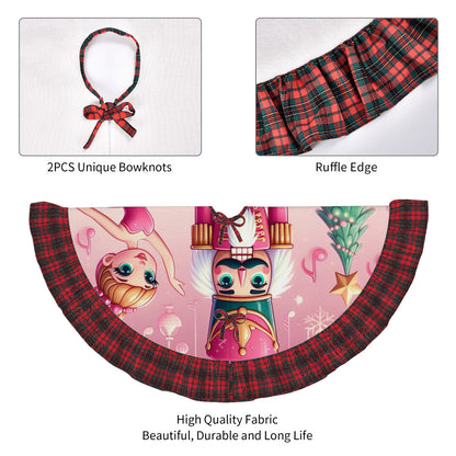 Plaid Nutcracker Pink Christmas Tree Skirt