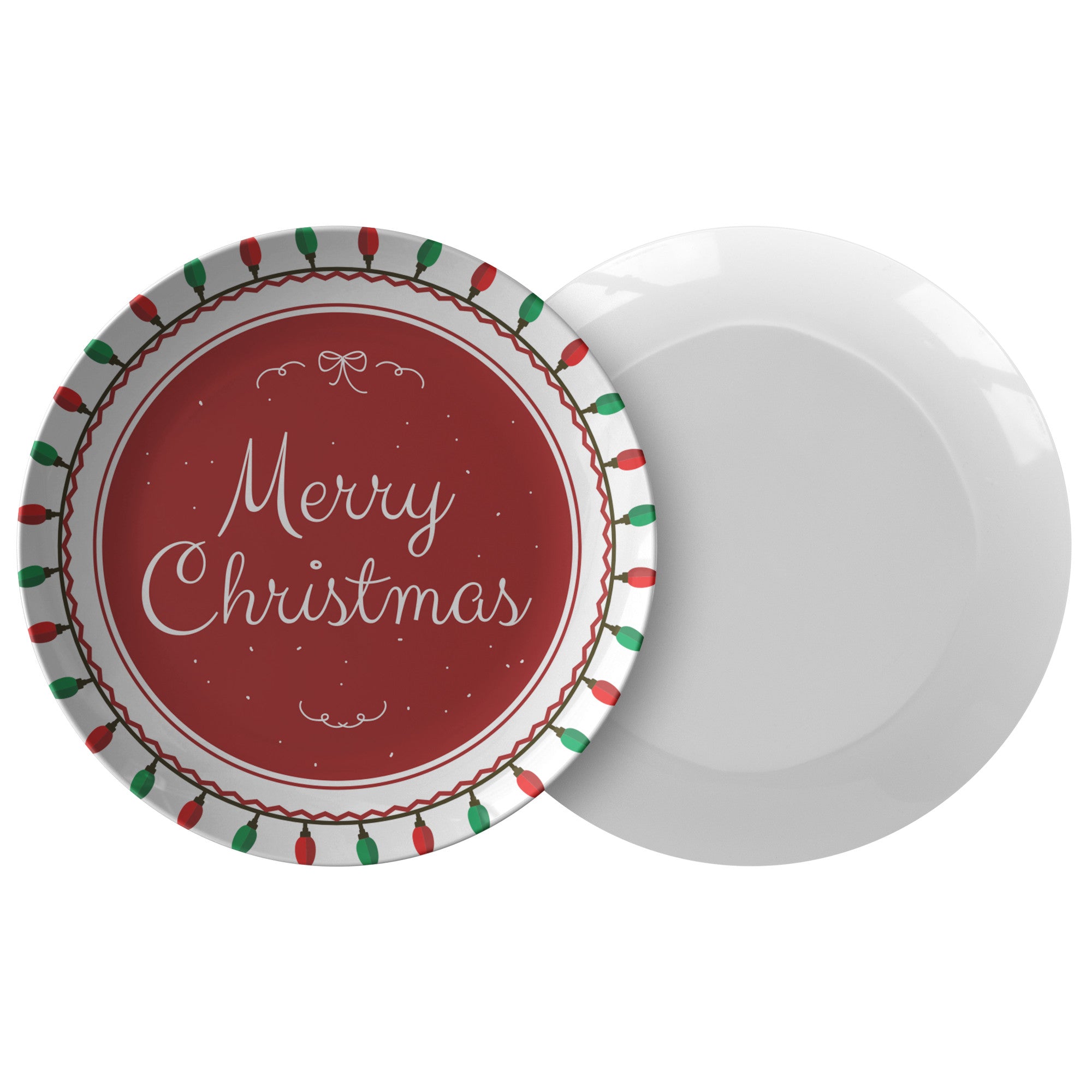 Merry Christmas Plate, Holiday Dinnerware, Christmas Table Decor, Festive Serving Dish, Holiday Party Gift - Set of Four - ChristmasLoving.Shop