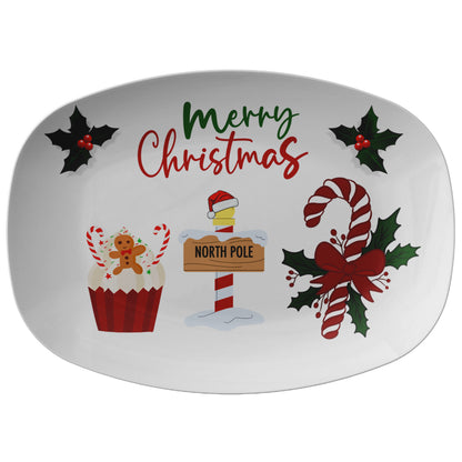 Merry Christmas Platter10x14&quot; serving platter manufactured from revolutionary polymer that is:
Microwave Safe
Oven Safe (250° up to 1 hour)
Dishwasher Safe
CPSC-Certified
FDA-Compliant forChristmasLoving.Shop