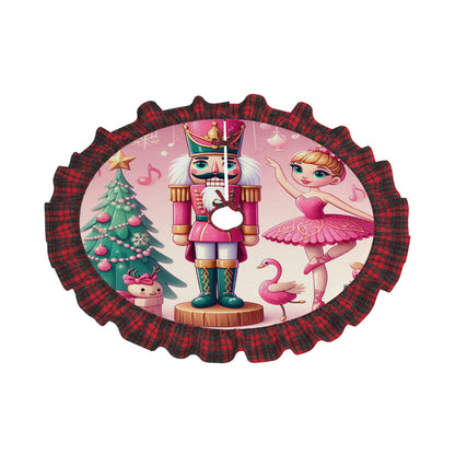 Plaid Nutcracker Pink Christmas Tree Skirt