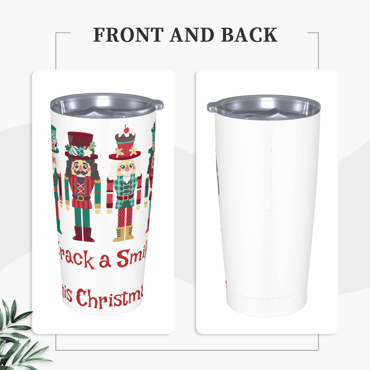 Stainless Steel Straw Lid Cup Crack a Smile this Christmas Nutcrackers decoration