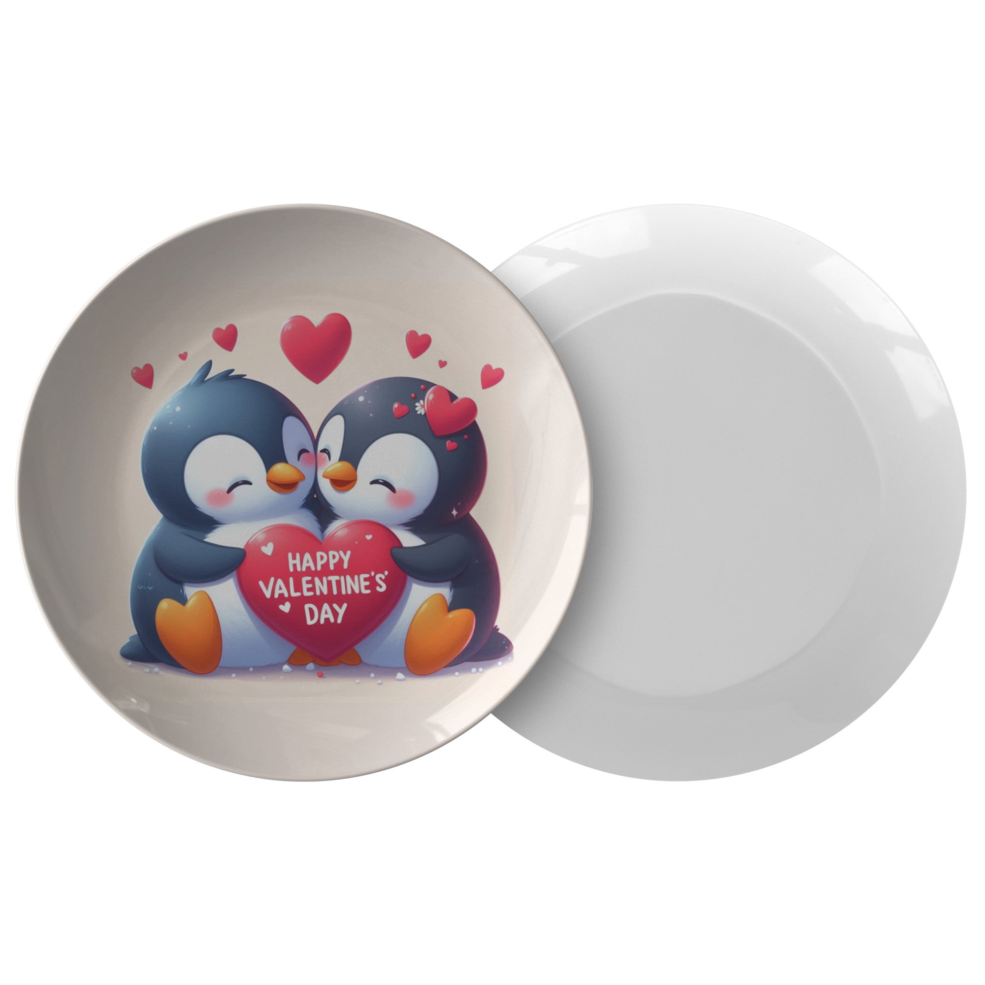 Plate Penguins Happy Valentine&