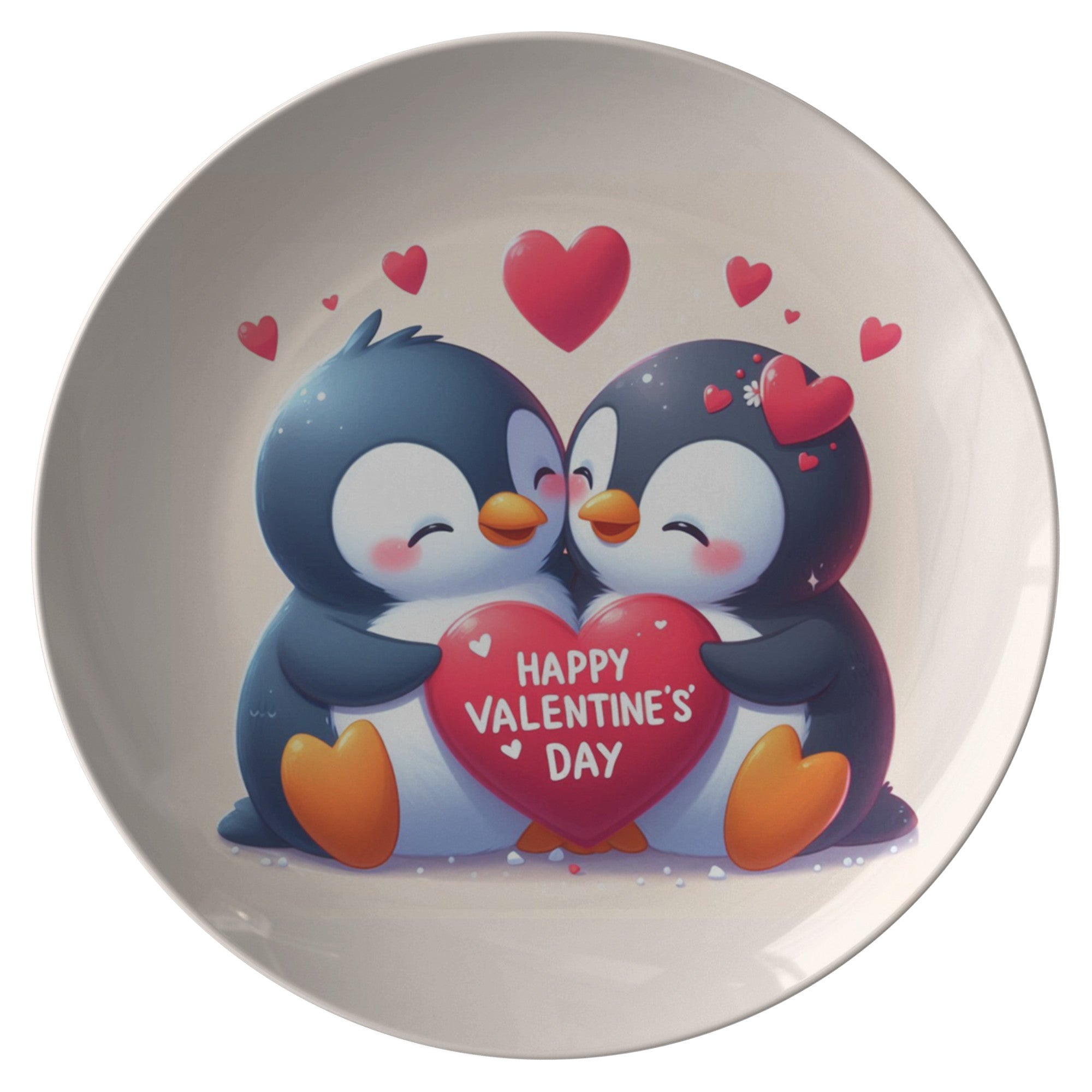 Plate Penguins Happy Valentine&