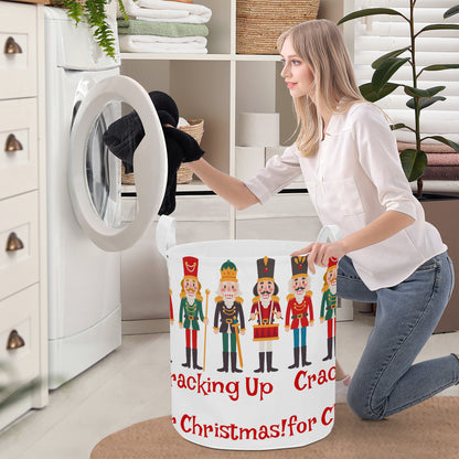 Round Laundry Basket Cracking up for Christmas Nutcrackers decoration