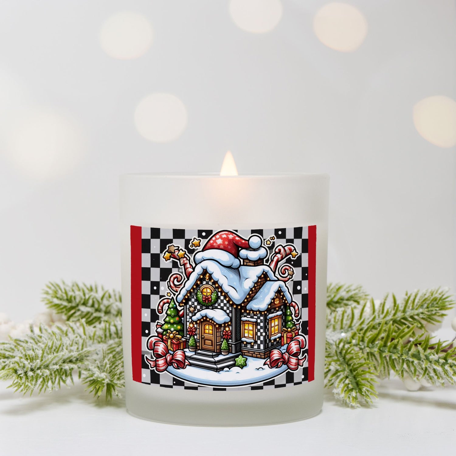 Candle Frosted Glass (Hand Poured 11 oz) Christmas House