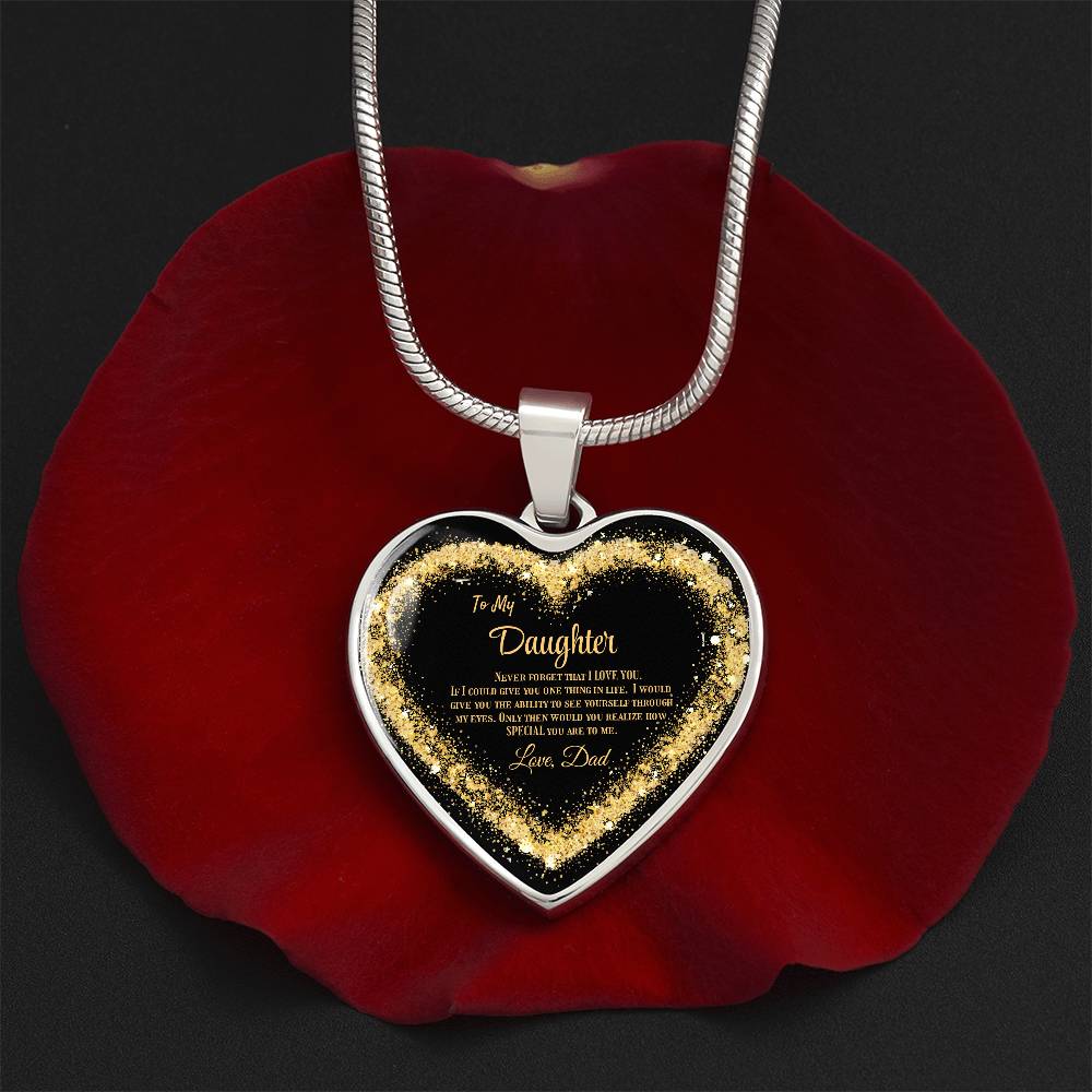 Luxury Heart pendant Necklace To my Daughter,  love Dad