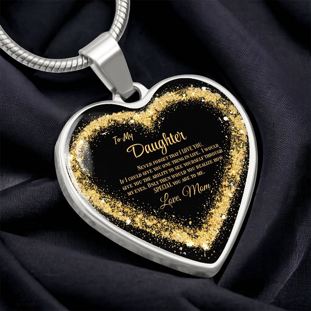 Luxury Heart pendant Necklace To my Daughter,  love Mom