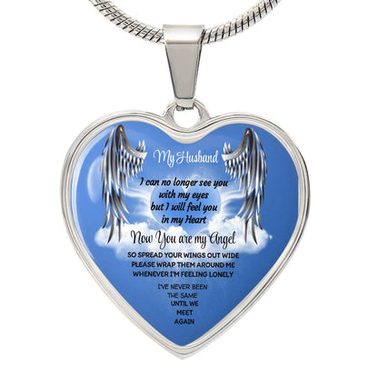 Luxury Heart pendant Necklace My Husband now you are my Angel