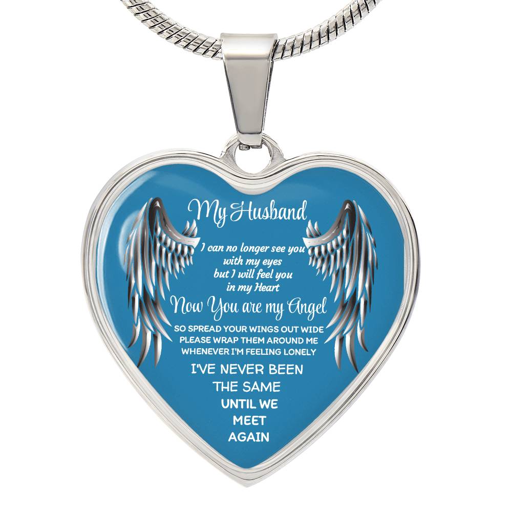 Luxury Heart pendant Necklace my Husband now you are my Angel