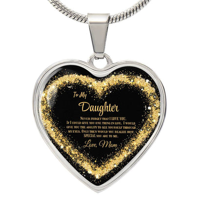 Luxury Heart pendant Necklace To my Daughter,  love Mom