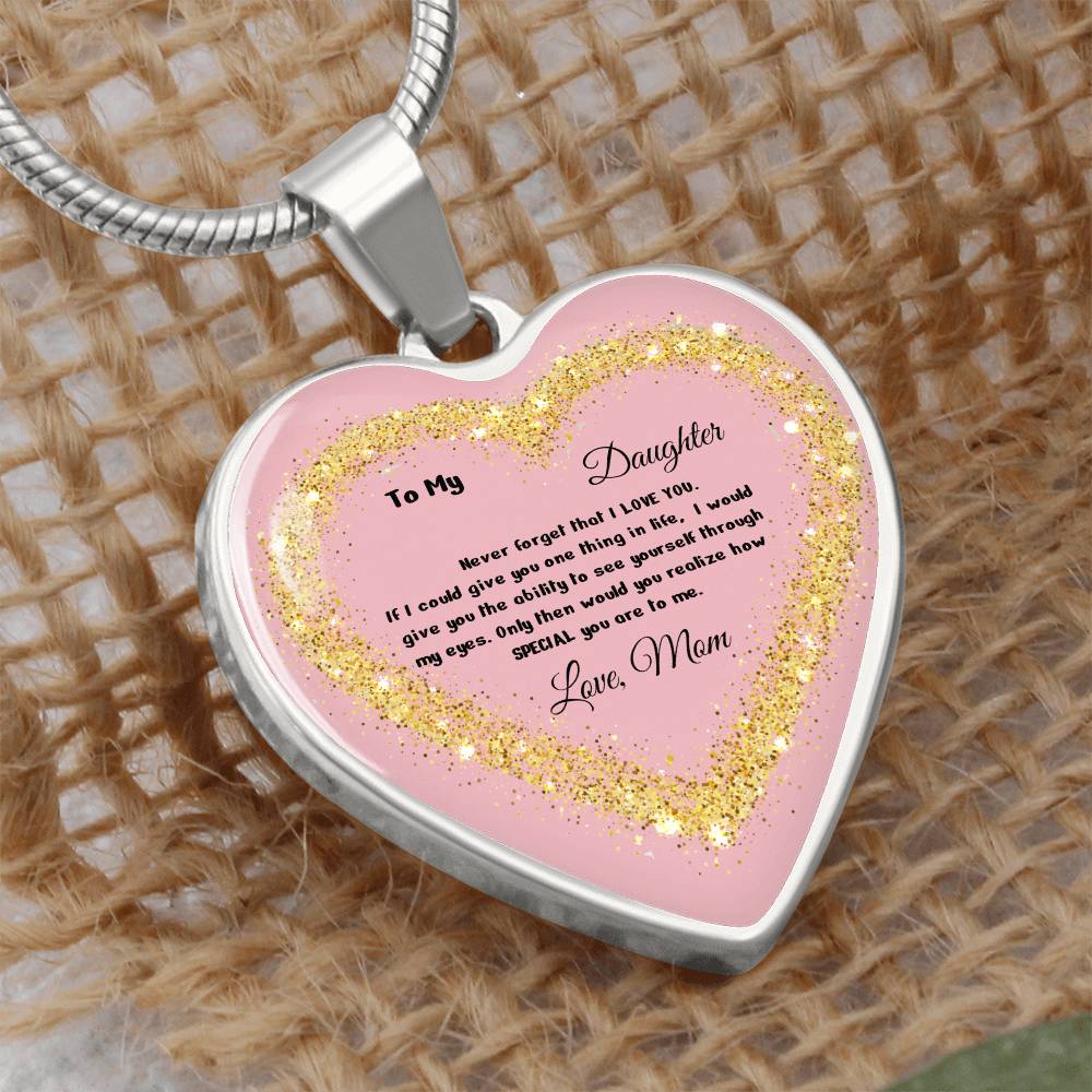 Luxury Heart pendant Necklace To my Daughter,  love Mom