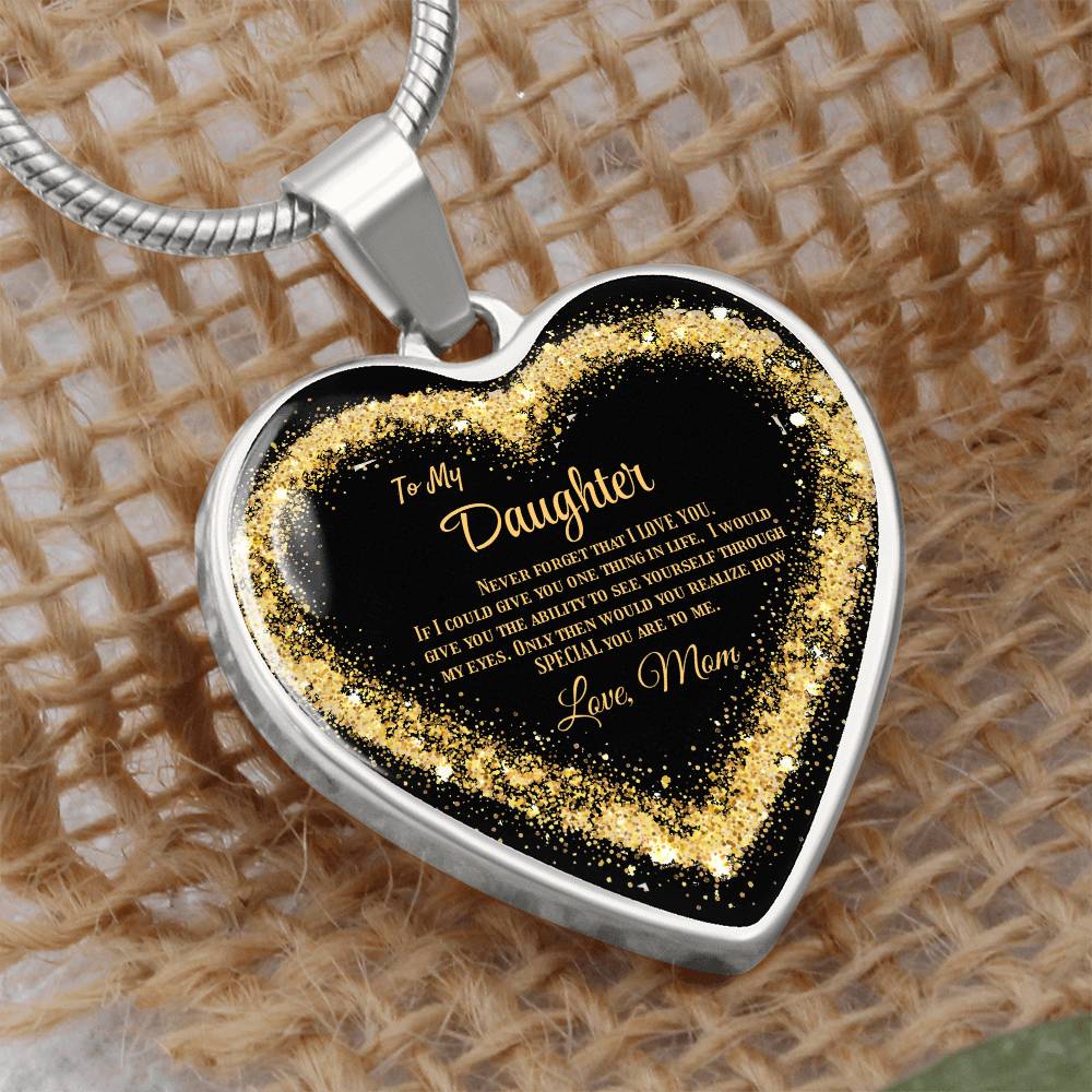 Luxury Heart pendant Necklace To my Daughter,  love Mom