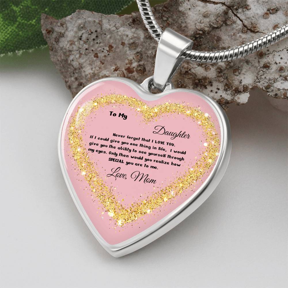 Luxury Heart pendant Necklace To my Daughter,  love Mom