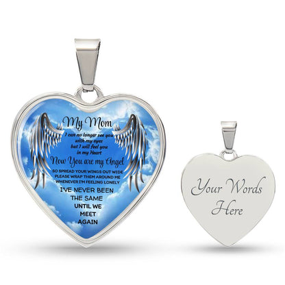 Luxury Heart pendant Necklace my Mom now you are my Angel