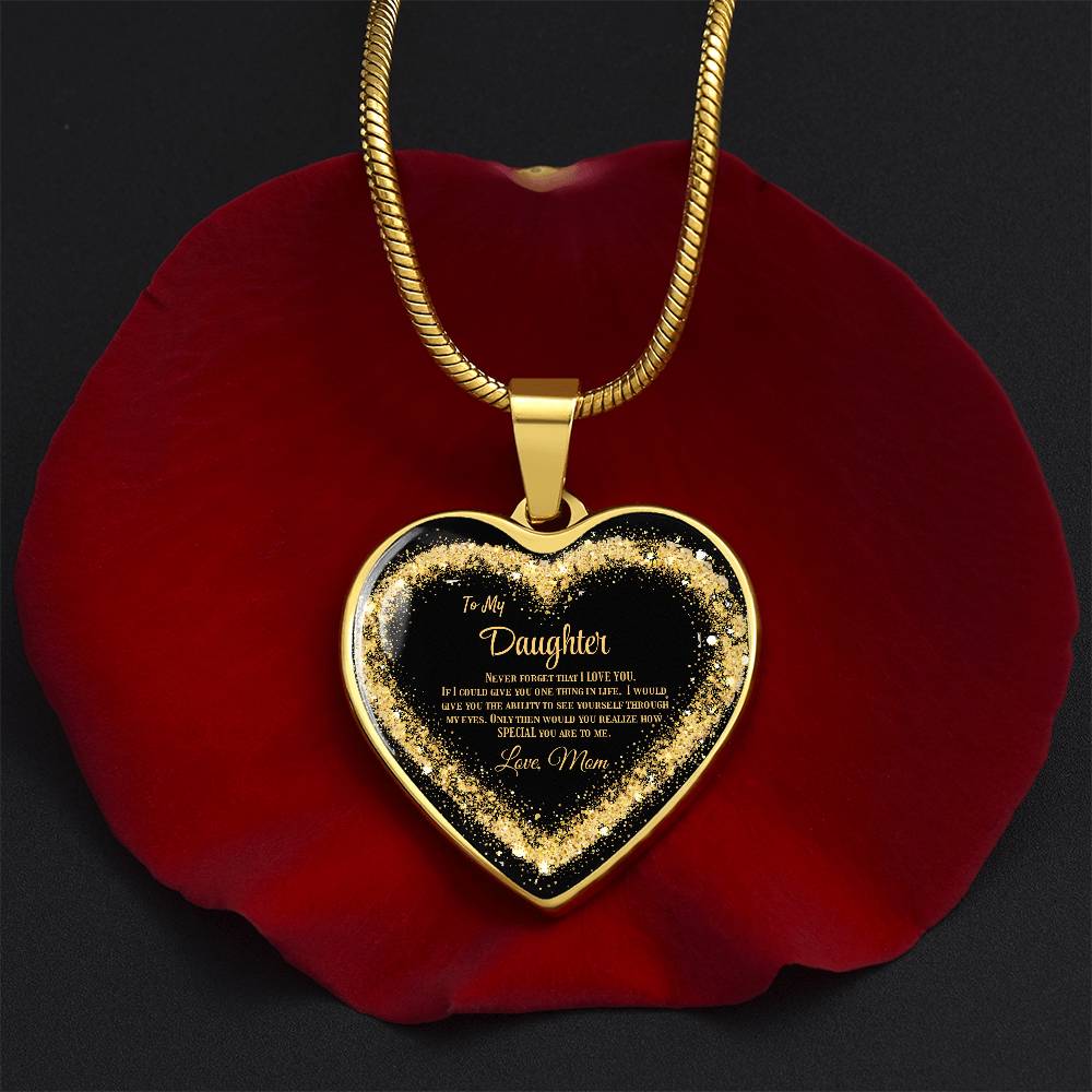 Luxury Heart pendant Necklace To my Daughter,  love Mom