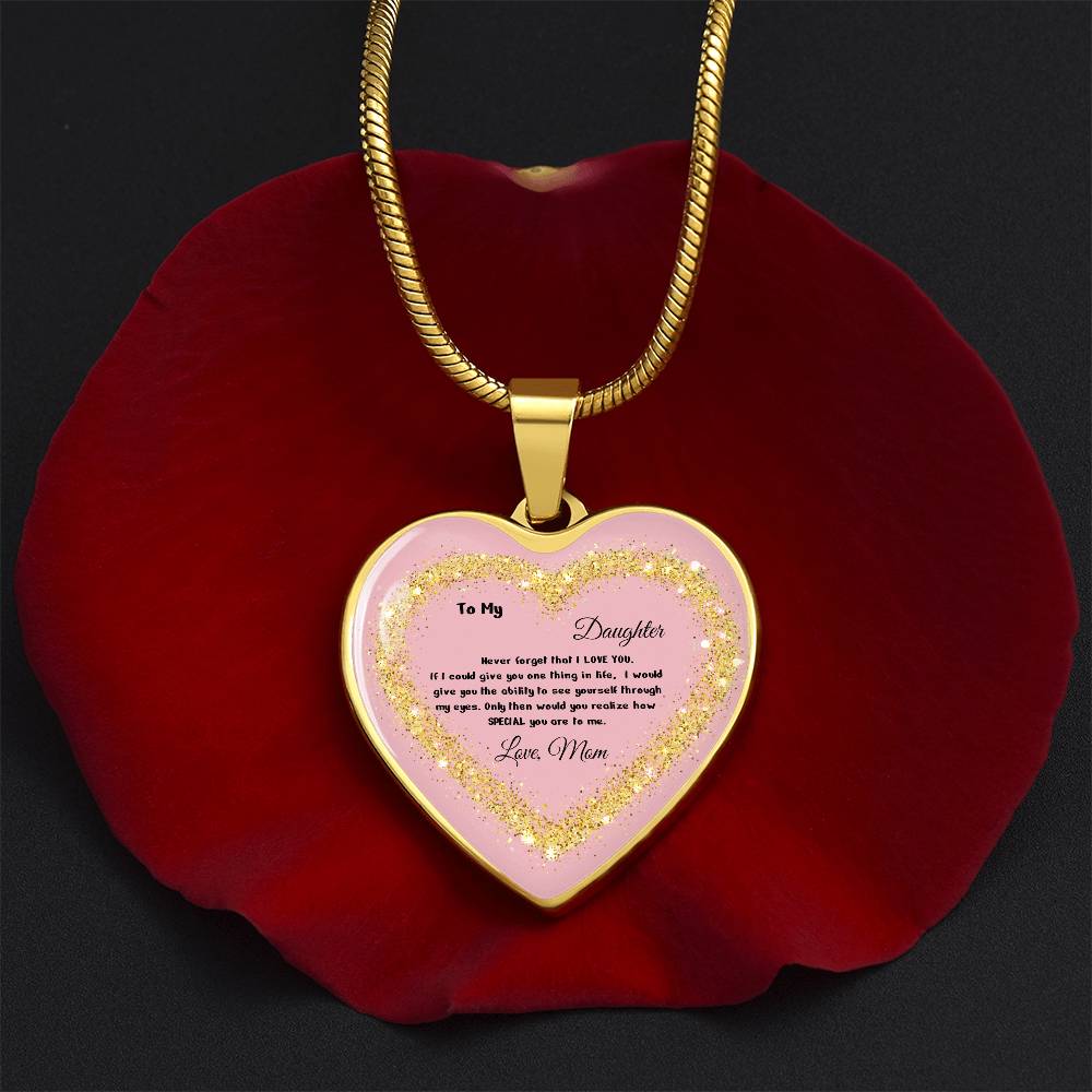 Luxury Heart pendant Necklace To my Daughter,  love Mom