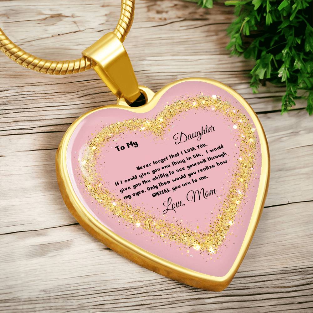 Luxury Heart pendant Necklace To my Daughter,  love Mom