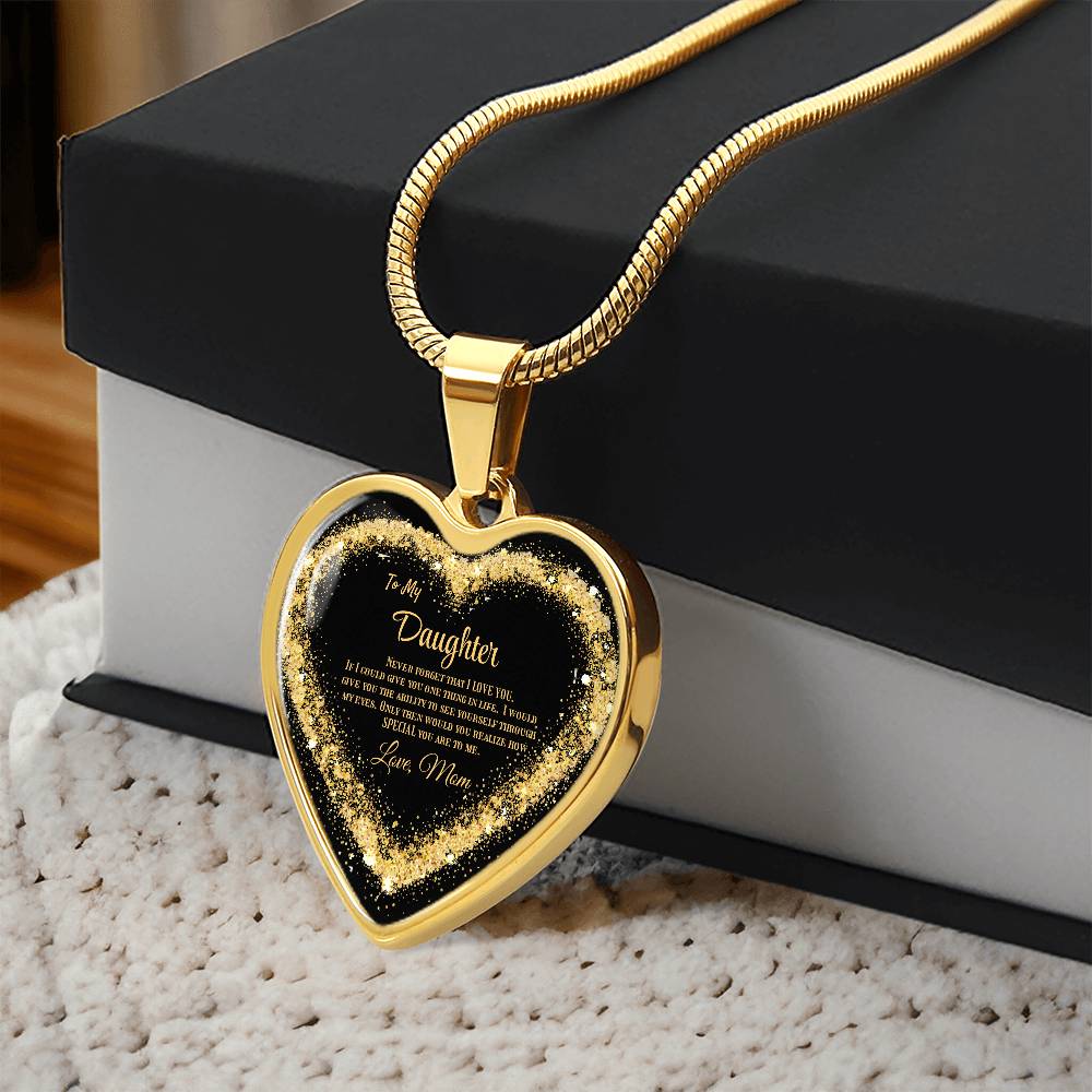 Luxury Heart pendant Necklace To my Daughter,  love Mom