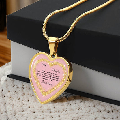 Luxury Heart pendant Necklace To my Daughter,  love Mom