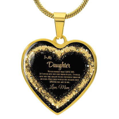 Luxury Heart pendant Necklace To my Daughter,  love Mom