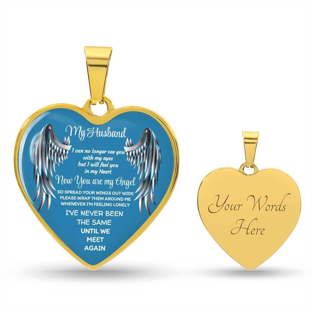 Luxury Heart pendant Necklace my Husband now you are my Angel