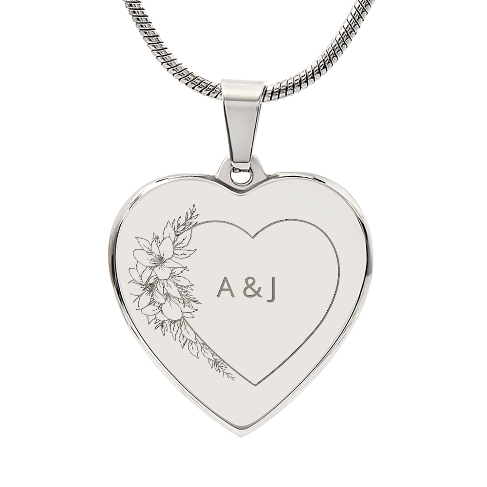 Engraved Heart Necklace Couple