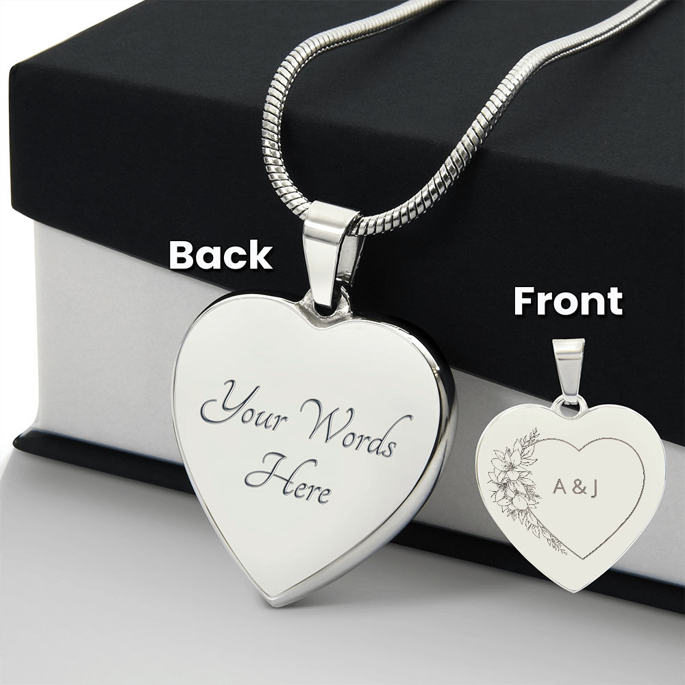 Engraved Heart Necklace Couple