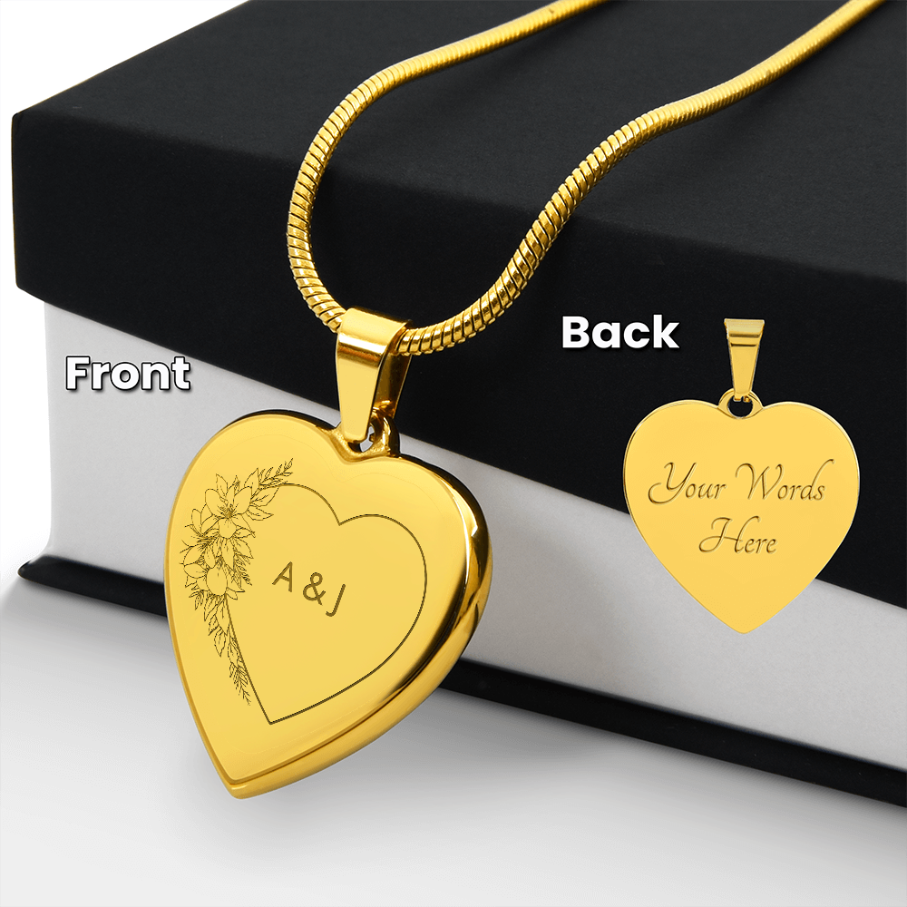 Engraved Heart Necklace Couple
