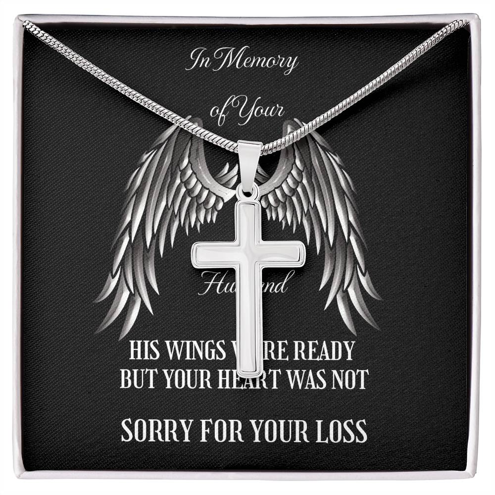 Memorial Cross Necklace to Honor Your Husband&