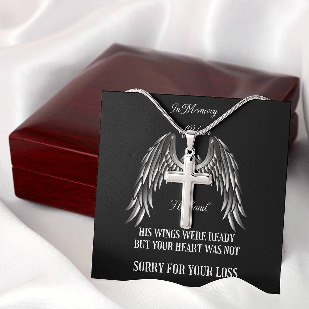 Memorial Cross Necklace to Honor Your Husband&