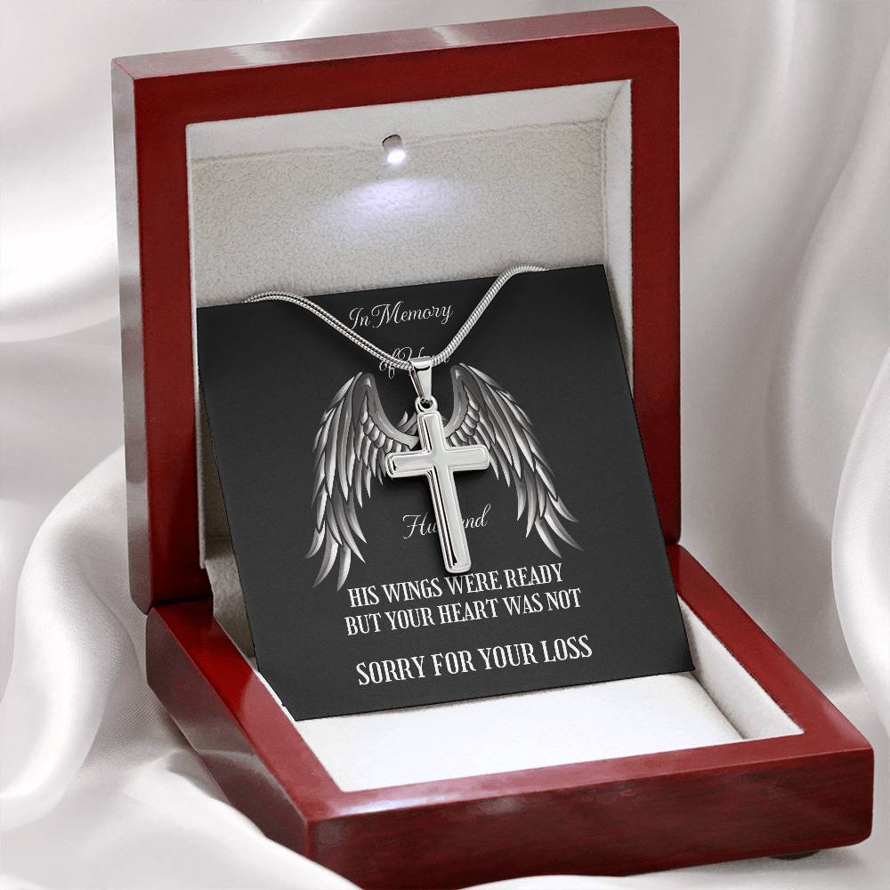 Memorial Cross Necklace to Honor Your Husband&