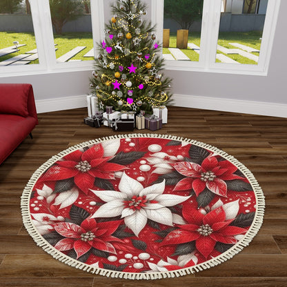 Multiple Sizes Round Area Rug with Tassels - 72&quot;x72&quot; - ChristmasLoving.Shop