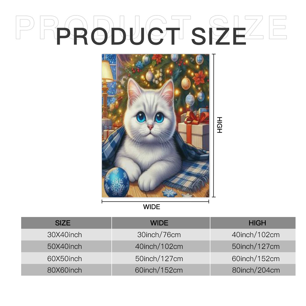 Sherpa Blanket (Vertical Version) | Polyester (Imitation Wool) - white cat in front of Christmas tree1