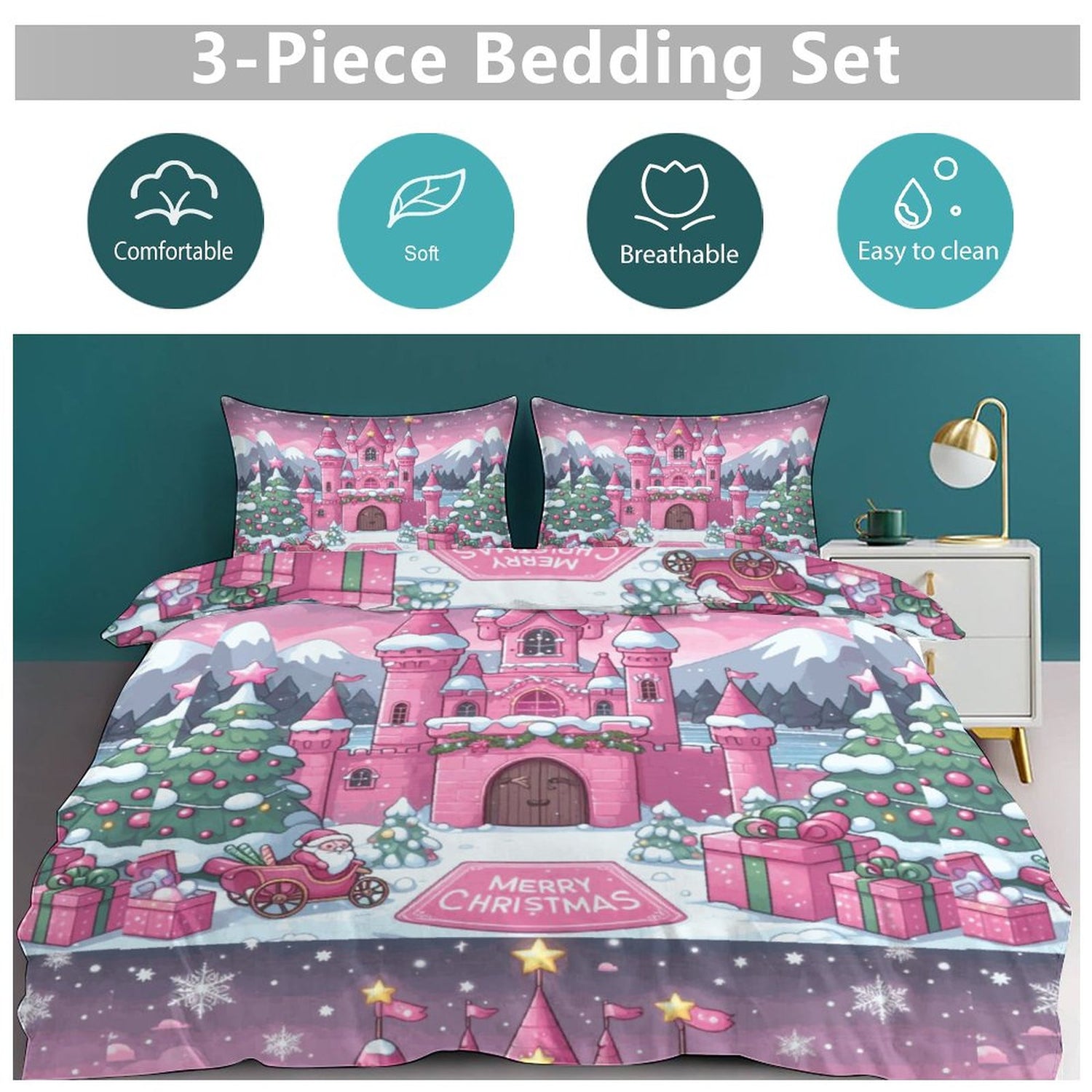 3-Piece Bedding Set-102&quot;x90&quot;/ 259x229cm (Dual-sided Printing)