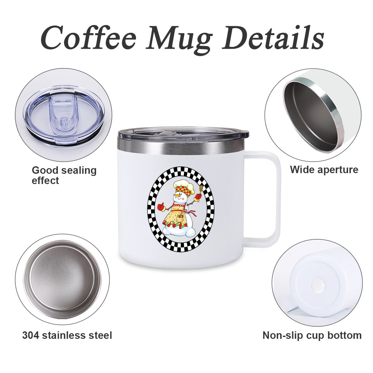 Reversible Patterned Insulated Tumbler Coffee Mug with Handle (410ml/14oz) | Stainless Steel