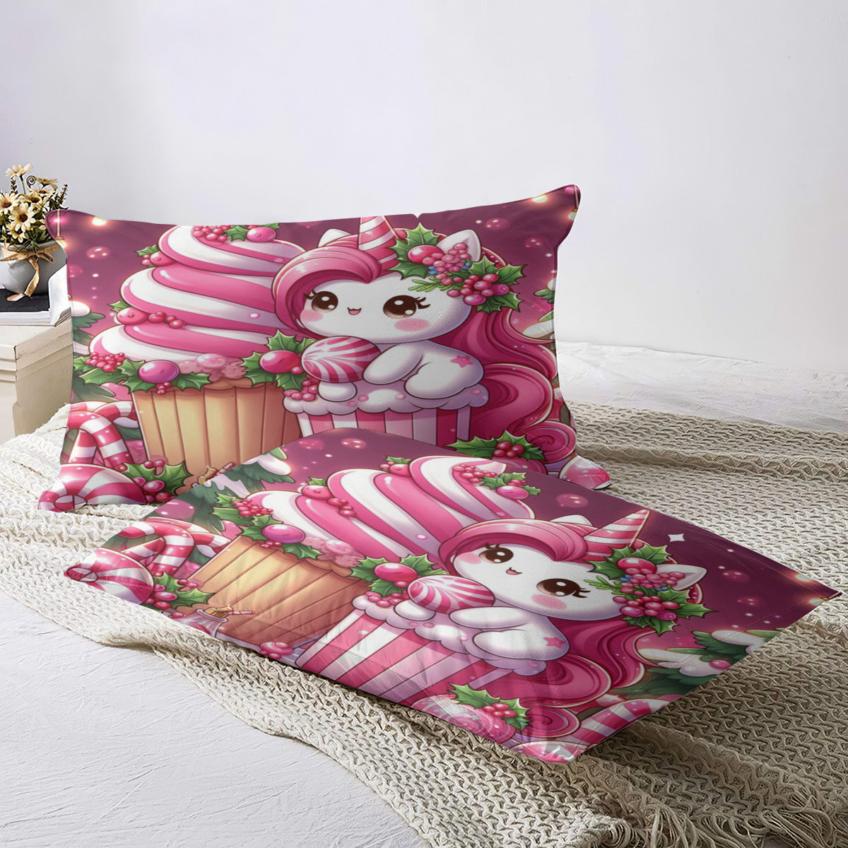 Quilt Cover Four-Piece Set (Double-Sided Printing) | Polyester - pink ch1