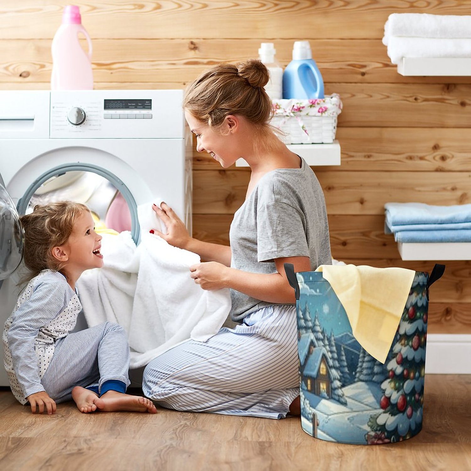 Drawstring collapsible Laundry Basket