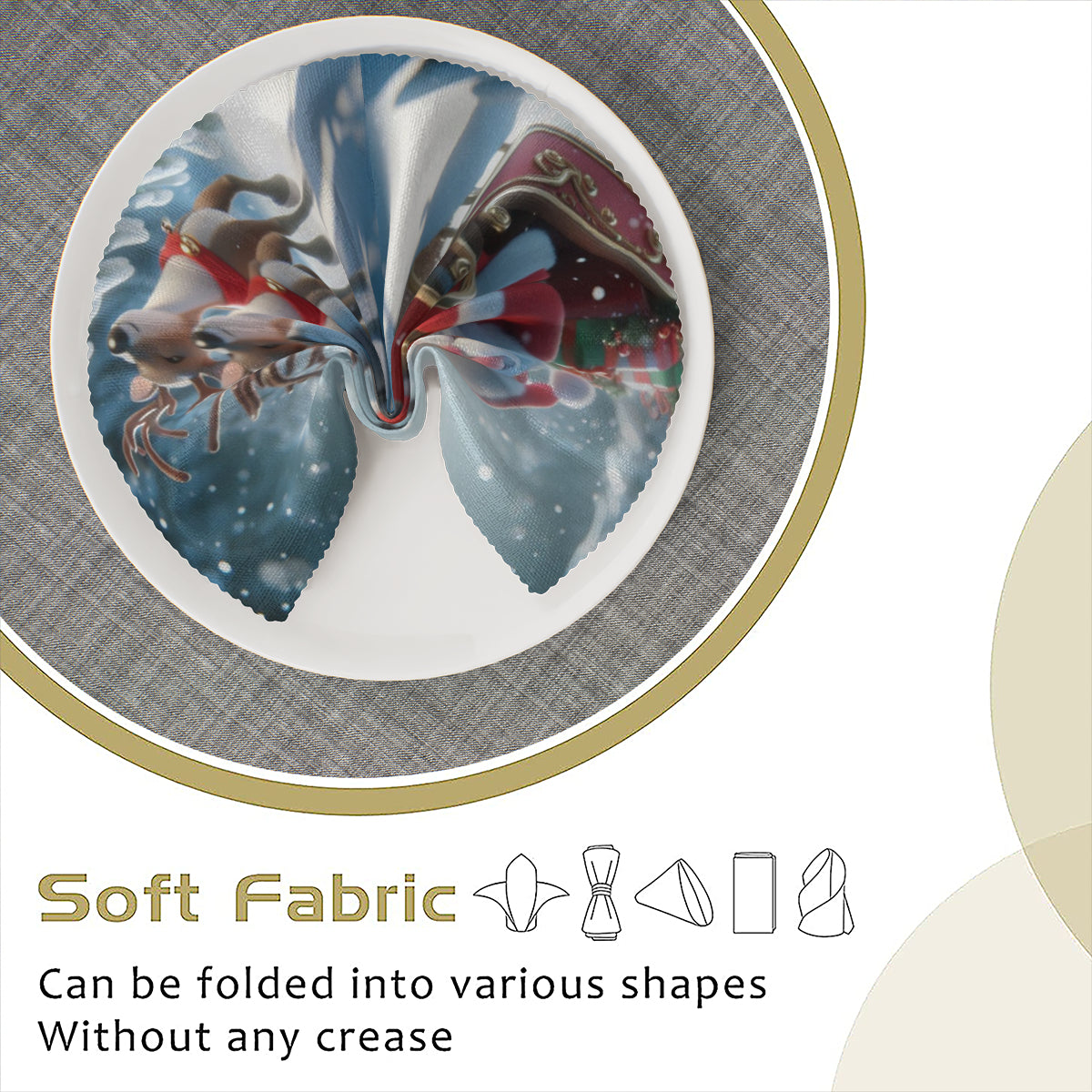 Napkin Fabric｜ Polyester - Santa is coming